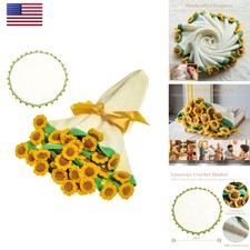 EIGHTOWN 43'' Crochet Sunflowers Rose Bouquet Throw Blanket Sunflower picture