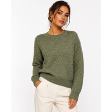 Love Ellie Jamison Long Sleeve Sweater Green PM Textured Knit Crew Neck NWOT picture