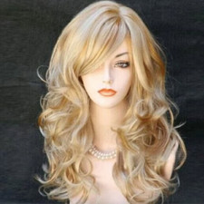 23inch Blonde Wig With Bangs Long Wavy Blonde Curly Wigs for Women Synthetic picture