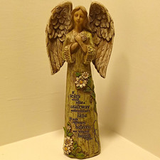 Angel Garden Statuary Figurine Free Standing Beige Brown Green White picture