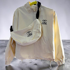 CHANEL White Windbreaker New With body bag picture