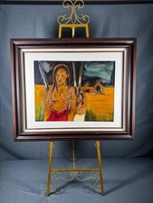 Vintage Waikiki Hawaii Tropical Mixed Media Painting Signed Original Framed Art picture