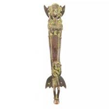 Set of 2 Antique Look Green Patina Brass Tribal Long Body with Door Handle picture