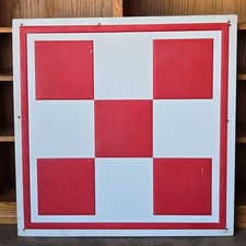 Vintage Purina Checkerboard 34in Embossed Metal Feed Store Advertising Sign picture
