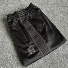 Men Women Quality Black Embroidered Needles Track Pants Classic Stripe Trousers picture