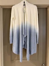 Barefoot Dreams CozyChic Lite Ombre Wrap Cardigan Long Sleeve S/M White/Blue picture