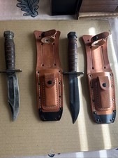 Two Camillus Jet Pilot Survival Knives 1972 And More Modern Leather Sheath￼ picture