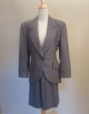 Vintage 1980s Christian Dior Gray Houndstooth Wool Skirt Suit Made In USA Sz 6 picture