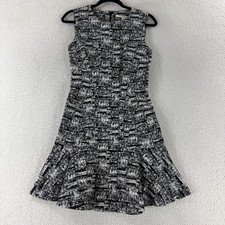 Diane von Furstenberg Jaelyn Dress Women 4 Black White Ruffle Fit Flare DVF Mini picture