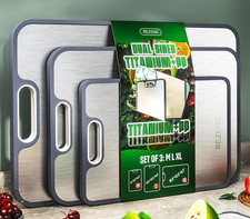 Titanium Cutting Board Set of 3, Dual Sided Design Non Toxic Cutting Boards for picture