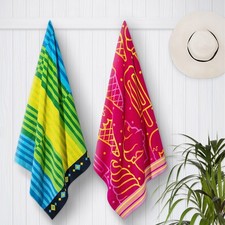 Broken Stripe & Summer Treats Jacquard Beach Towel, 2-pack picture