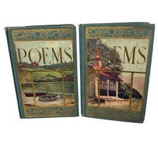 1890s Victorian Book Poems by Henry W. Longfellow Volume 1 & 2 Henry Altemus Co picture