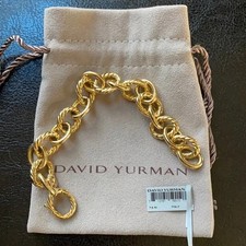 David Yurman Oval Link Cable Chain bracelet charm 18K Gold picture