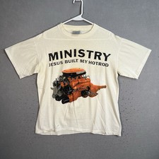 Vintage 1991 Ministry Band Jesus Built My Hotrod T Shirt Adult Large White Mens picture