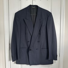 Henry Grethel Men’s Navy Pinstripe Double Breasted Blazer Sport Coat Custom picture