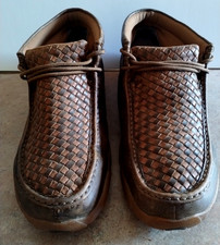 Twisted X MDM0033 Mens 11M Chukka Driving Mocs Bomber Tan Woven Leather Shoes picture