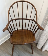 Vintage Solid Oak Windsor Armchair Colonial Farmhouse Tell City Style picture