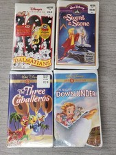 4 X Walt Disney VHS Tapes SEALED New Sword Down Under Dalmatians Caballeros picture