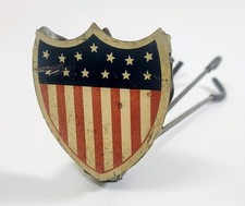 HTF 1920's Metal Flag Holder Bicycle Motorcycle Car HOT ROD W/ RARE Handle Mount picture