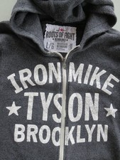 Roots of Fight Bloodlines Iron Mike Tyson Brooklyn Gray Hooded Sweatshirt sz L picture
