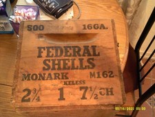 Vintage Federal Shells 16 Gauge Ammo Wood Crate Box picture