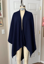 VINTAGE Aquascutum LONDON Navy Wool Soft Cape PONCHO Cardigan *ONE SIZE* B234 picture