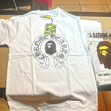 A Bathing Ape BAPE White Graphic Print Logo Double-Sided Tee Crew Neck Men’s S picture