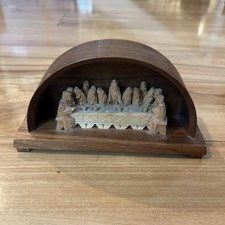 Vintage Hand Carved Wood Last Supper Jesus Disciples Germany picture