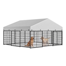 Garvee 10x10x6 ft Large Metal Dog Kennel Outdoor PE Cover Lockable Galvanized picture