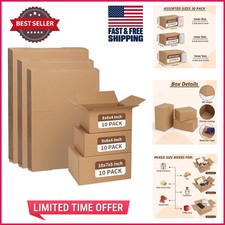 Pack of 30 Assorted Shipping Boxes - 10x7x5, 9x6x4, 8x6x4 Inches Kraft Mailers picture