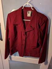 Vintage Promises Petite Womens Burgundy Blazer Jacket Size 14P              11-7 picture