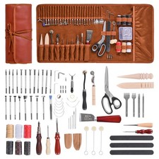 VEVOR Leather Working Tools Kit 72 PCS Engraving Punching Stamping Sewing Tools picture