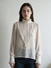 See By Chloe Vintage Ruffle High Neck Victorian Top Sheer Romantic Boho Lace Y2k picture
