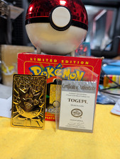 Pokemon 1999 Burger King 23K Gold Plated Card Togepi With Pokeball Case And COA picture