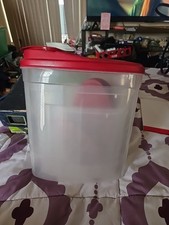 TUPPERWARE Nesting Canisters/ Set of 3- Clear/Red Tops Used Oval B49 picture