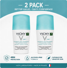 VICHY 48H | 2 Pack Anti-Perspirant Roll-On Intense Perspiration Made in France picture