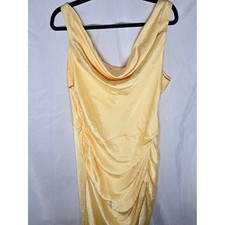 NWT Abercrombie & Fitch Yellow Cowl Neck Draped Sleeveless Dress, Sz XXLP picture