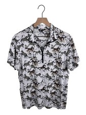 Kerrits Ice Fil Short Sleeve Zip Shirt Size Large White Horse Print Equestrian picture