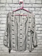 Como Blu, L, Gray 3/4 Bloom Sleeve Lightweight See Through Boho Tunic Blouse/Top picture