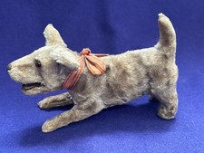 ANTIQUE GERMAN MECHANICAL SQUEAK TOY TERRIER DOG FRENCH FASHION DOLL MINIATURE picture