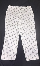 Talbots The Perfect Crop Curvy Pants Women's Size 12 White Pineapples Print picture