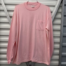 Vintage Stedman Hi Cru Long Sleeve Blank Pocket T-shirt Men’s XL 80s Shy Pink picture