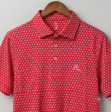 Rhoback The Ohio State Helmet Decal Men Golf Polo Shirt Roar Red Size M picture