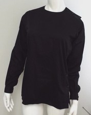 VTG 1970s Yves Saint Laurent Rive Gauche Black Side Button Tunic Blouse 42 YSL picture
