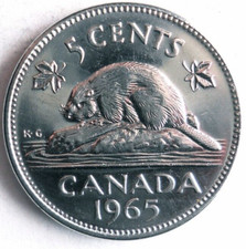 1965 CANADA 5 CENTS - Uncirculated Coin -  - Canada QEII Bin picture