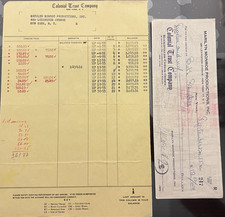 MARILYN MONROE PROD CRAZY RARE ORIG 1955 BANK STATEMENT W/CHECK APPEARING ON IT picture