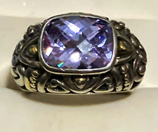 925 Sterling Silver man made diamond c/z Set Wide Ring Size 53/4   Cocktail picture
