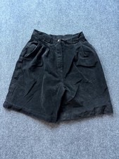 Forenza Vintage Women’s 10 Black Suede Leather High Rise Pleated Shorts Lined picture