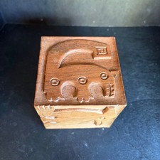 Vintage Hand Carved Solid Wood Block Folk Art Tribal Animal Figures 3 Inch MCM picture