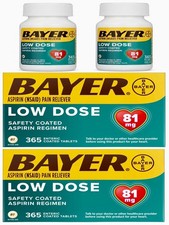 2 Pack Bayer Low Dose Aspirin 81 mg 730 ct Total (2x 365 ct) Pain Reliever USA picture